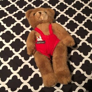 Schmid Gordon Fraser 17” Wind Up Musical Brown Bear Plush Overalls Jointed 1984